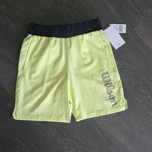 Wilson Neon Yellow Athletic Shorts with Black Waistband